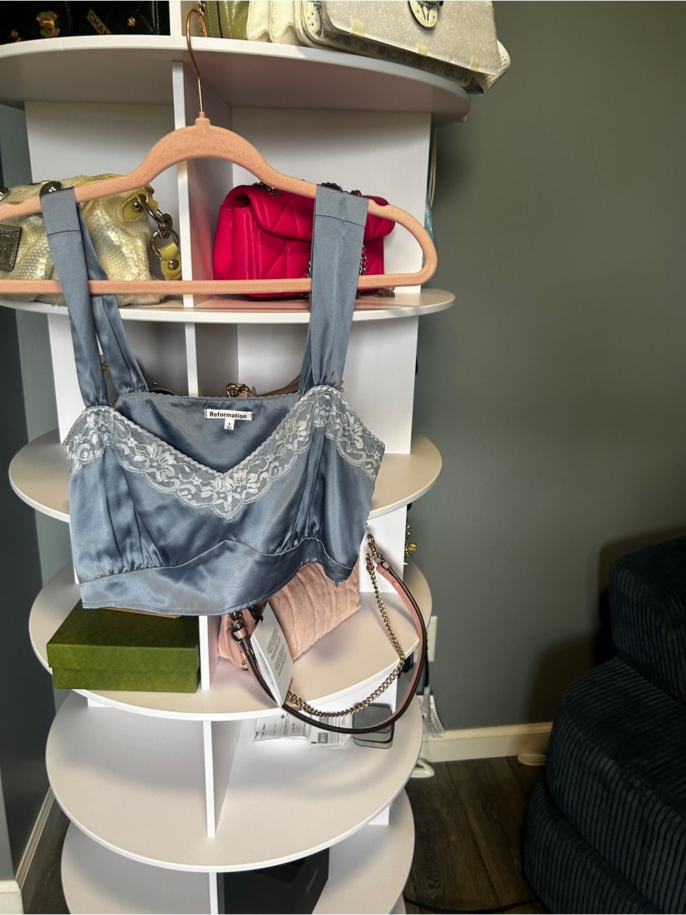 Reformation silk two piece set baby blue. - Picture 10 of 10